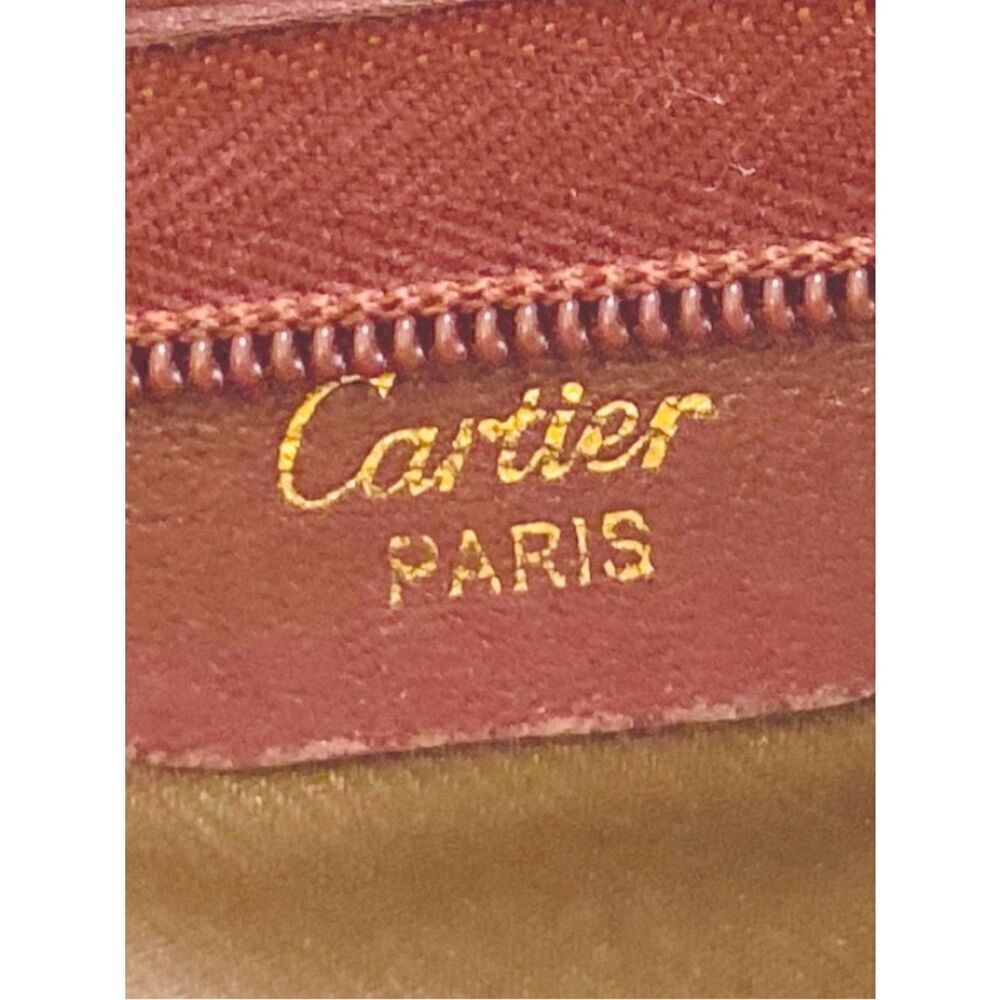 🛍️ Cartier Must de Cartier 21 Bordeaux Leather Clutch/Pouch Bag Circa 1990s - Picture 3 of 15